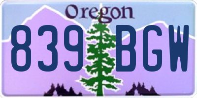 OR license plate 839BGW