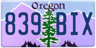 OR license plate 839BIX