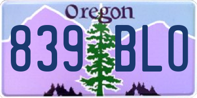 OR license plate 839BLO