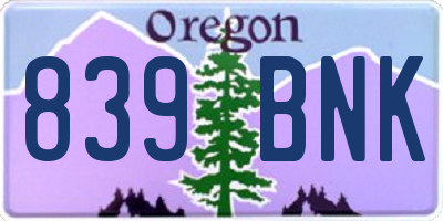 OR license plate 839BNK
