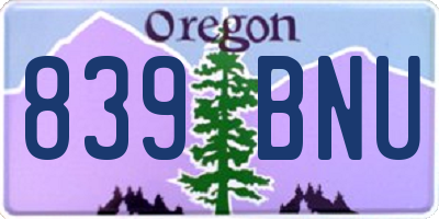 OR license plate 839BNU