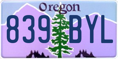 OR license plate 839BYL