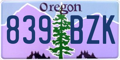 OR license plate 839BZK