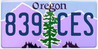 OR license plate 839CES