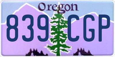 OR license plate 839CGP