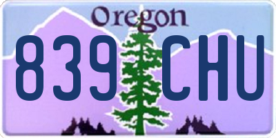 OR license plate 839CHU