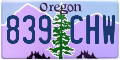 OR license plate 839CHW