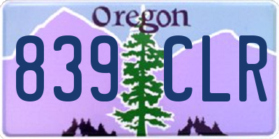OR license plate 839CLR