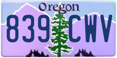 OR license plate 839CWV