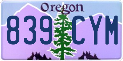 OR license plate 839CYM