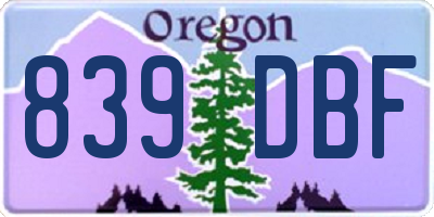 OR license plate 839DBF
