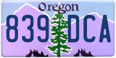 OR license plate 839DCA