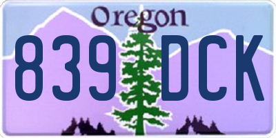 OR license plate 839DCK