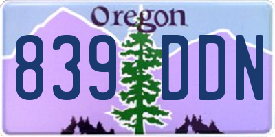 OR license plate 839DDN