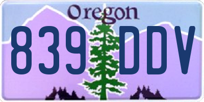 OR license plate 839DDV