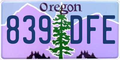 OR license plate 839DFE