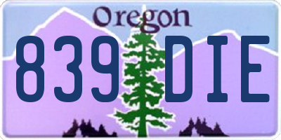 OR license plate 839DIE