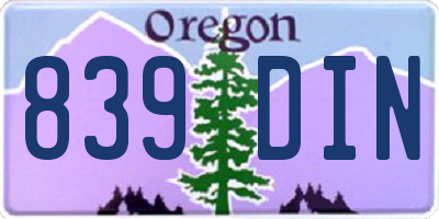 OR license plate 839DIN