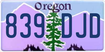 OR license plate 839DJD