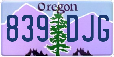 OR license plate 839DJG