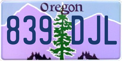 OR license plate 839DJL