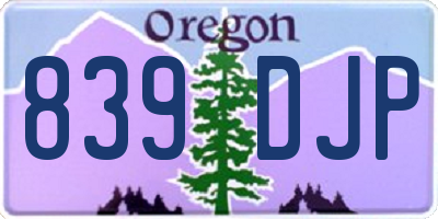 OR license plate 839DJP