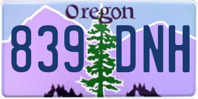 OR license plate 839DNH
