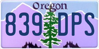 OR license plate 839DPS