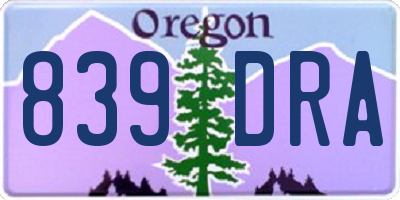OR license plate 839DRA