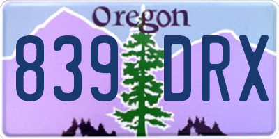 OR license plate 839DRX