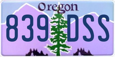 OR license plate 839DSS