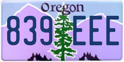 OR license plate 839EEE