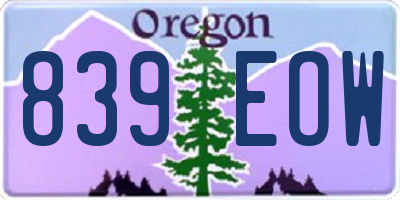 OR license plate 839EOW