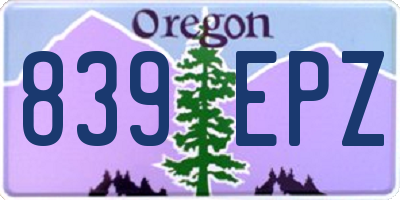 OR license plate 839EPZ