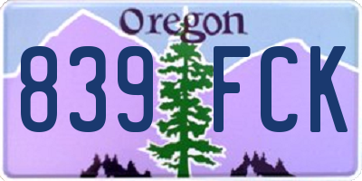 OR license plate 839FCK