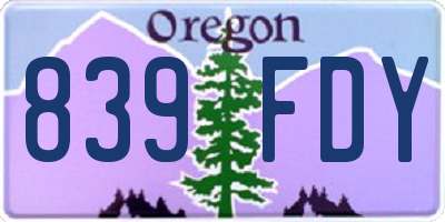 OR license plate 839FDY