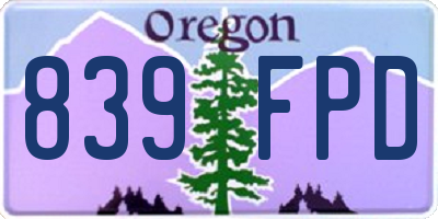 OR license plate 839FPD