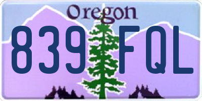 OR license plate 839FQL