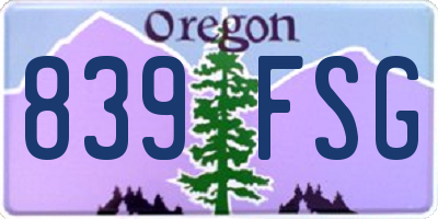 OR license plate 839FSG
