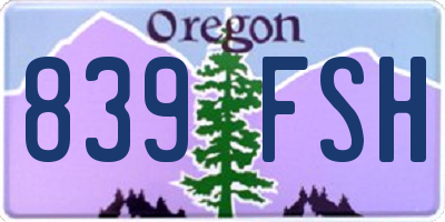 OR license plate 839FSH
