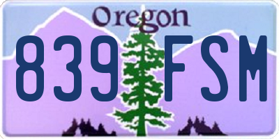 OR license plate 839FSM