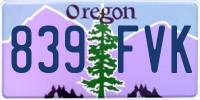 OR license plate 839FVK