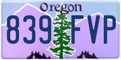 OR license plate 839FVP