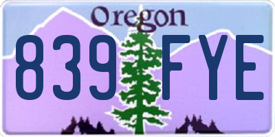OR license plate 839FYE