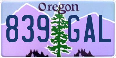 OR license plate 839GAL