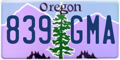 OR license plate 839GMA