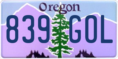 OR license plate 839GOL