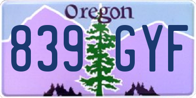 OR license plate 839GYF