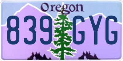OR license plate 839GYG