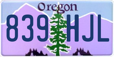 OR license plate 839HJL